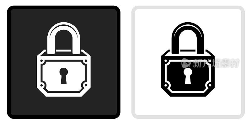 安全锁定图标上的黑色按钮与白色翻转