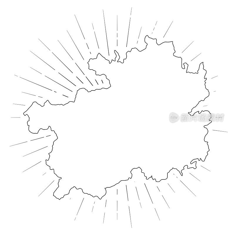贵州地图，阳光在白色的背景