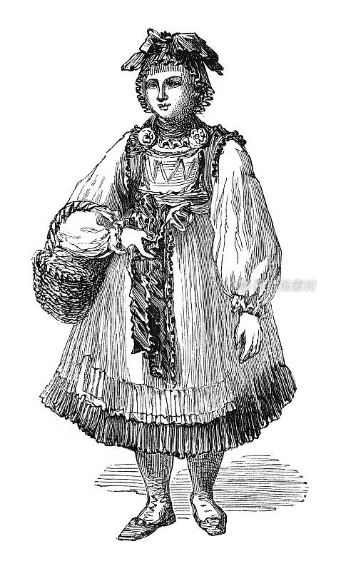 德国巴伐利亚身着传统服装的妇女1862年