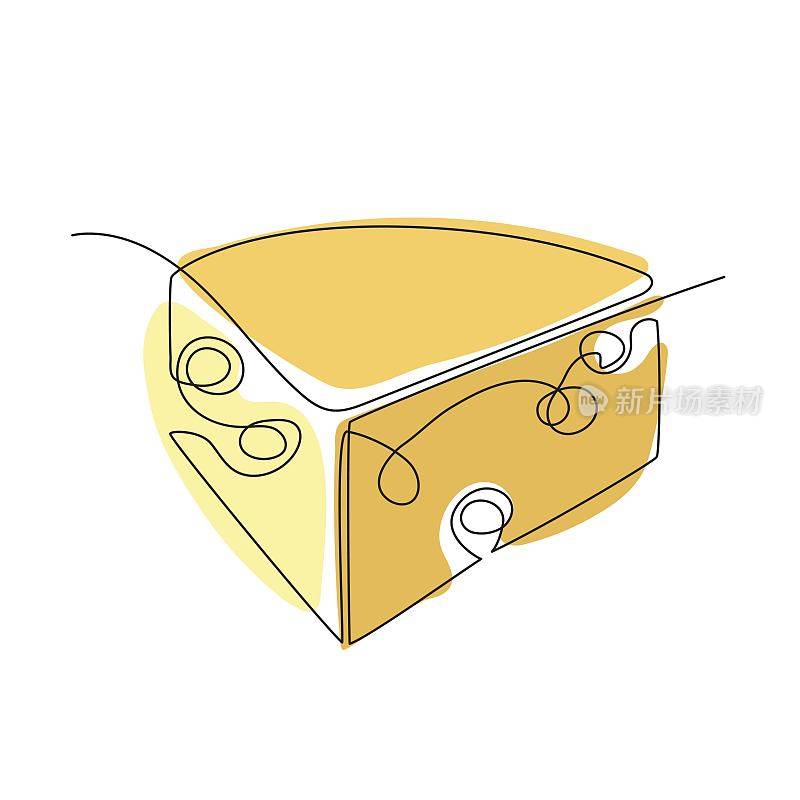 一块奶酪是用一条线画的。一个画线。
