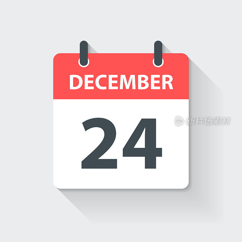 12月24日-每日日历图标在平面设计风格