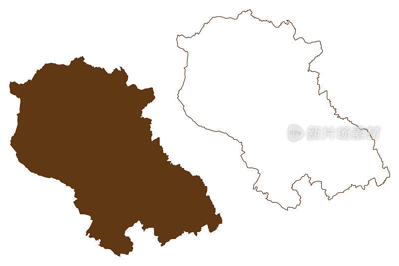 科斯菲尔德区(德意志联邦共和国，北莱茵-威斯特伐利亚州，北威州，明斯特地区)地图矢量插图，潦草素描科斯菲尔德地图