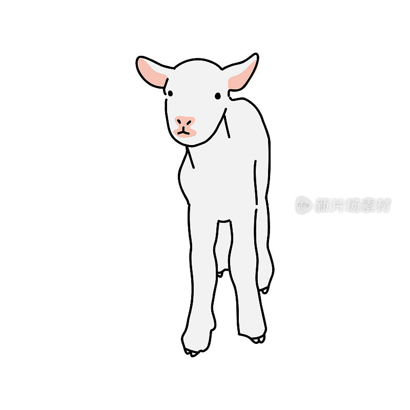 完整的身体羊简单的矢量插图