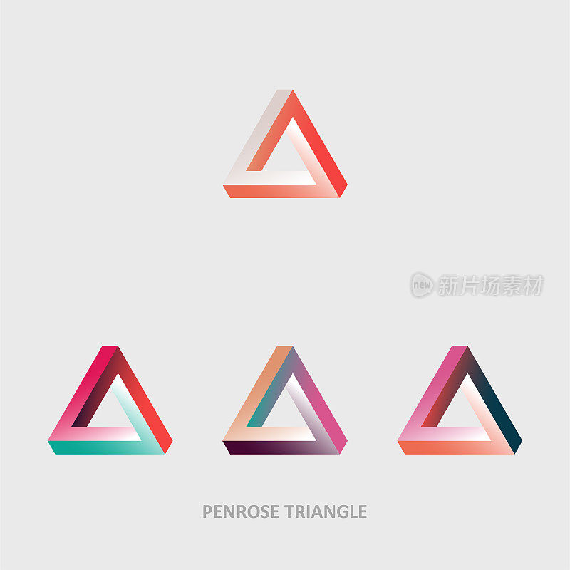 颜色梯度彭罗斯三角形图案集合