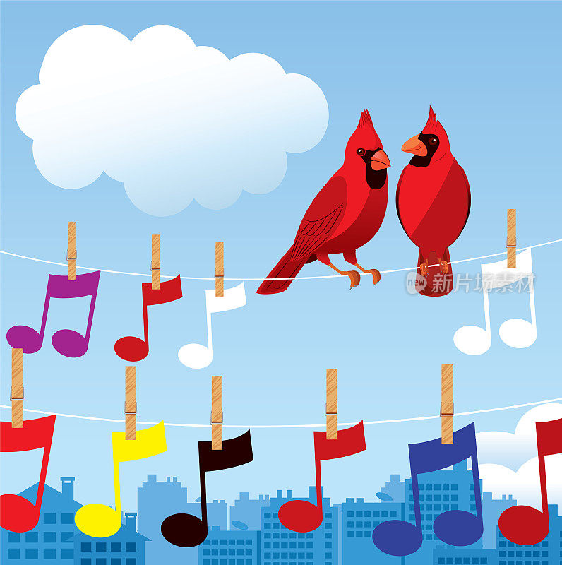 音乐音符和鸟