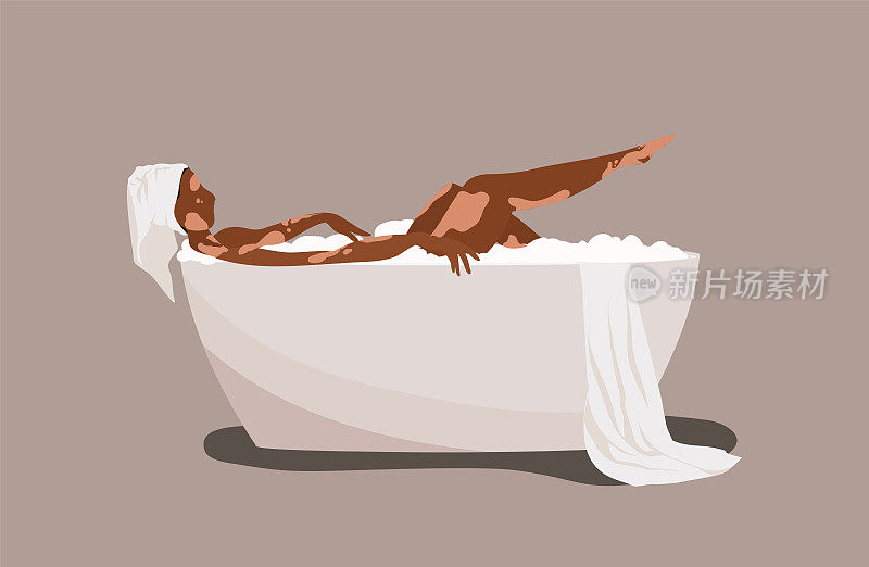 白癜风妇女洗澡