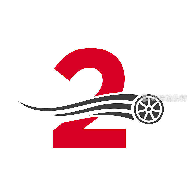 跑车信2汽车维修标志设计概念与运输轮胎图标矢量模板