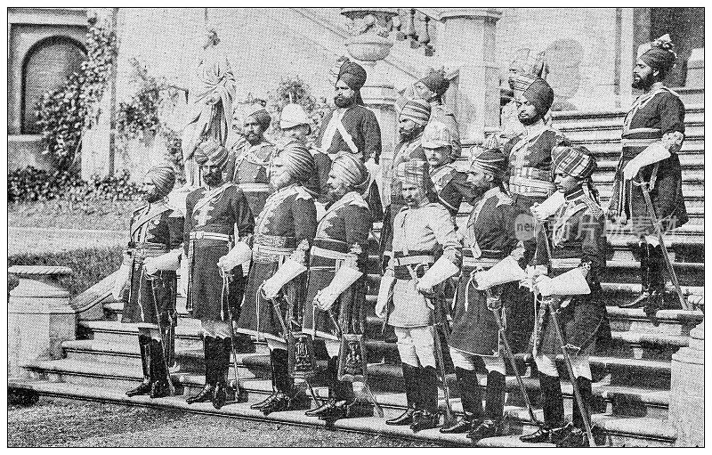 古色古香的形象:印度伦敦的殖民地士兵