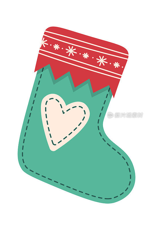 圣诞袜装饰元素平面图标寒假