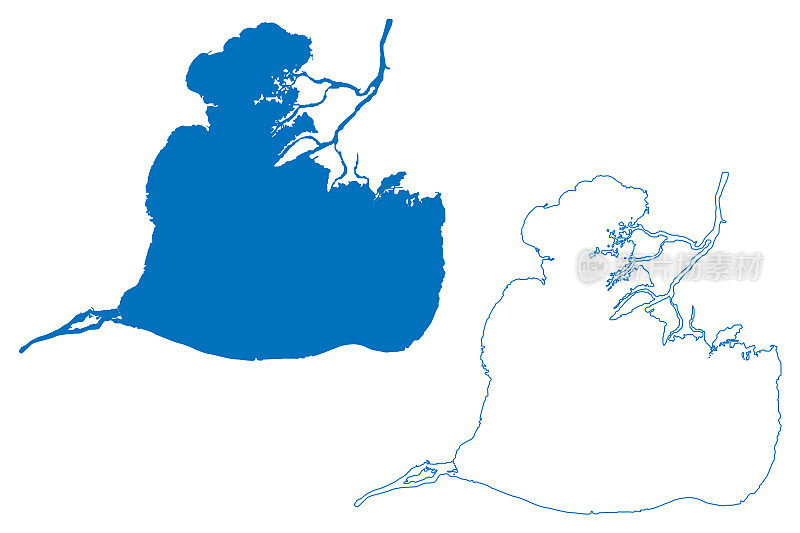 圣克莱尔湖(加拿大，美国，北美，美国)地图矢量插图，潦草素描圣克莱尔湖或圣克莱尔地图