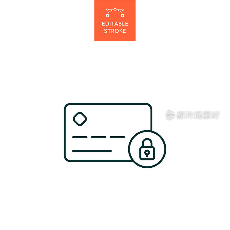 安全支付线路图标与可编辑的笔画。Icon适用于网页设计、移动应用、UI、UX和GUI设计。