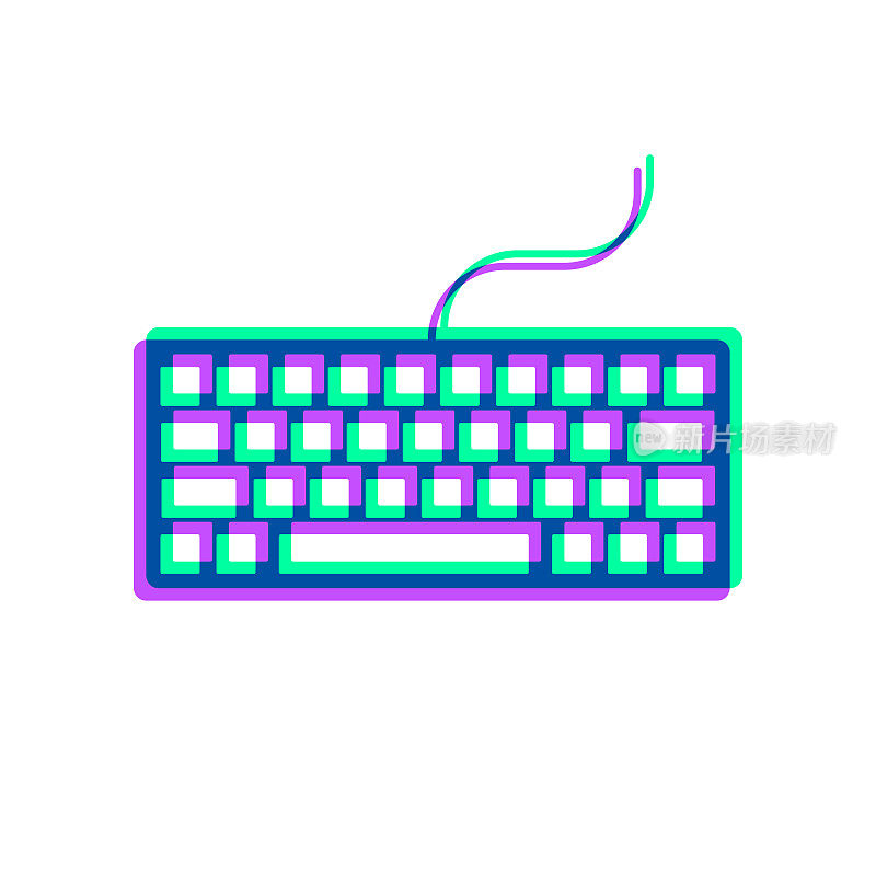键盘。图标与两种颜色叠加在白色背景上