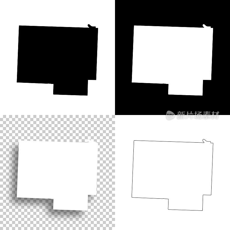 密苏里州圣克莱尔县。设计地图。空白，白色和黑色背景