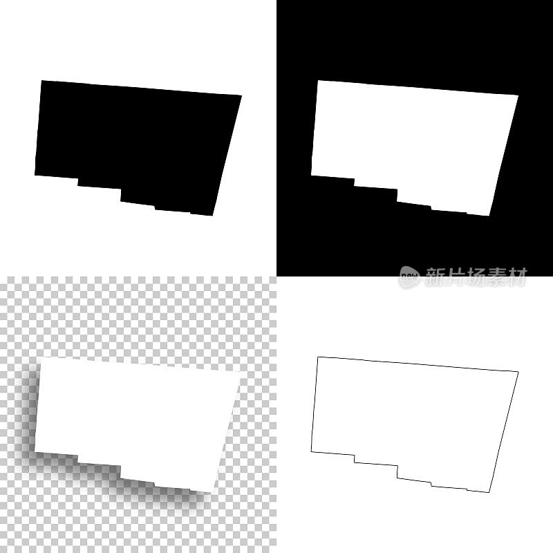 克拉克县，俄亥俄州。设计地图。空白，白色和黑色背景