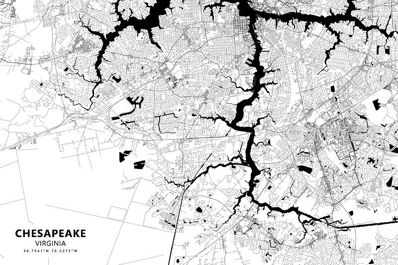 切萨皮克，弗吉尼亚州，美国矢量地图