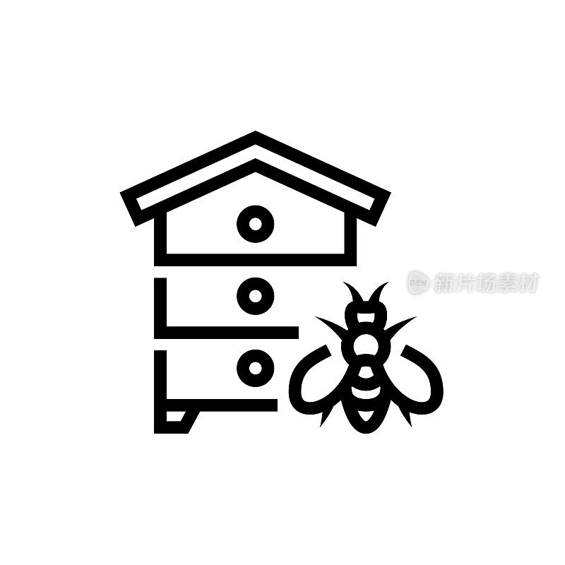 树蜂巢和养蜂线图标