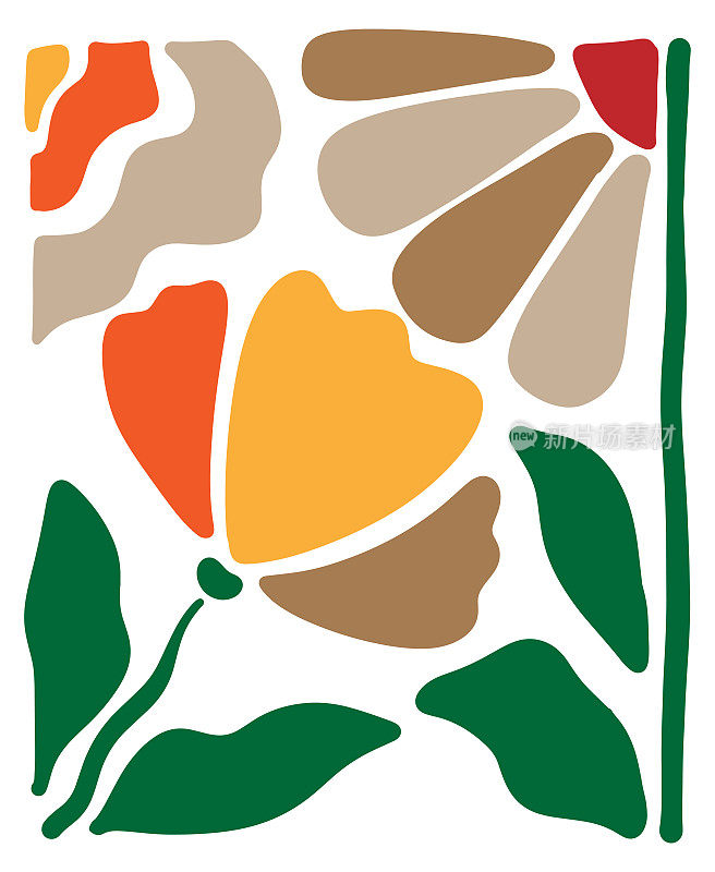 复古的彩色抽象花卉图案海报
