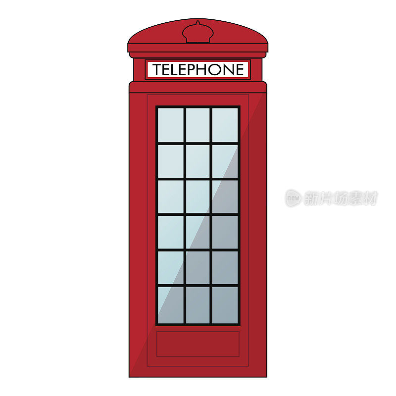 红色伦敦电话亭。在白色背景上隔离