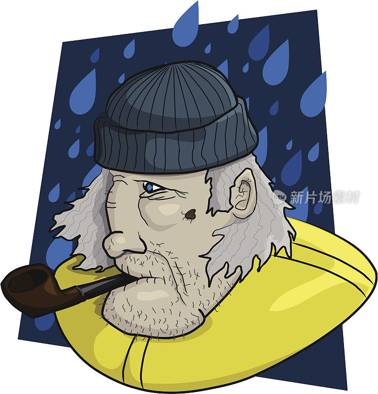 水手在雨中嚼着烟斗。