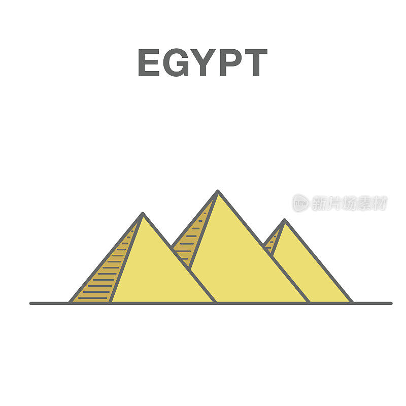 金字塔来自吉萨高原的彩色插图