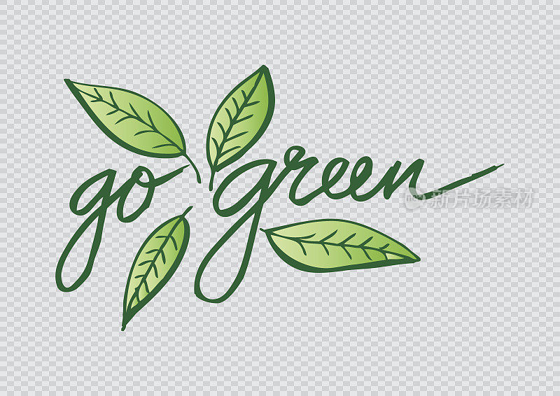 绿叶的自然概念。走绿色。