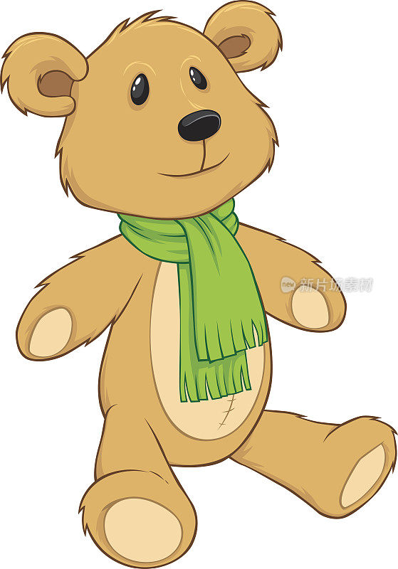 带绿色围巾的泰迪熊