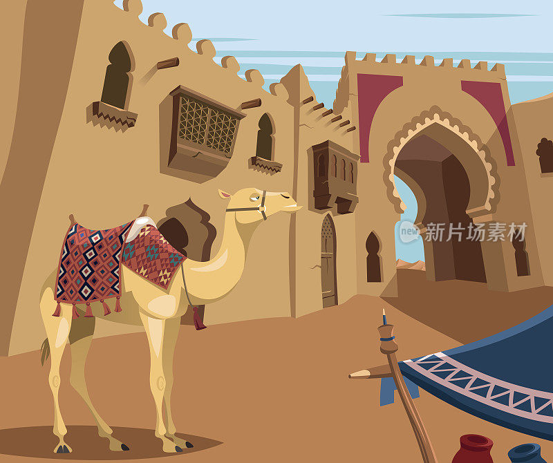 阿拉伯沙漠中的骆驼