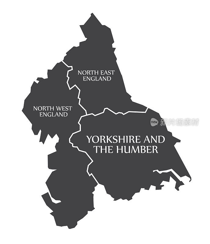 东北和西北英格兰-约克郡和亨伯地图英国插图