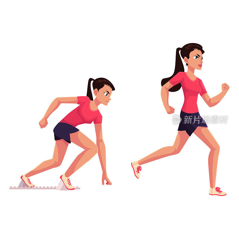 女性跑步者，短跑者，慢跑者，准备开始跑步