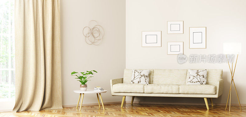 现代室内客厅3d渲染