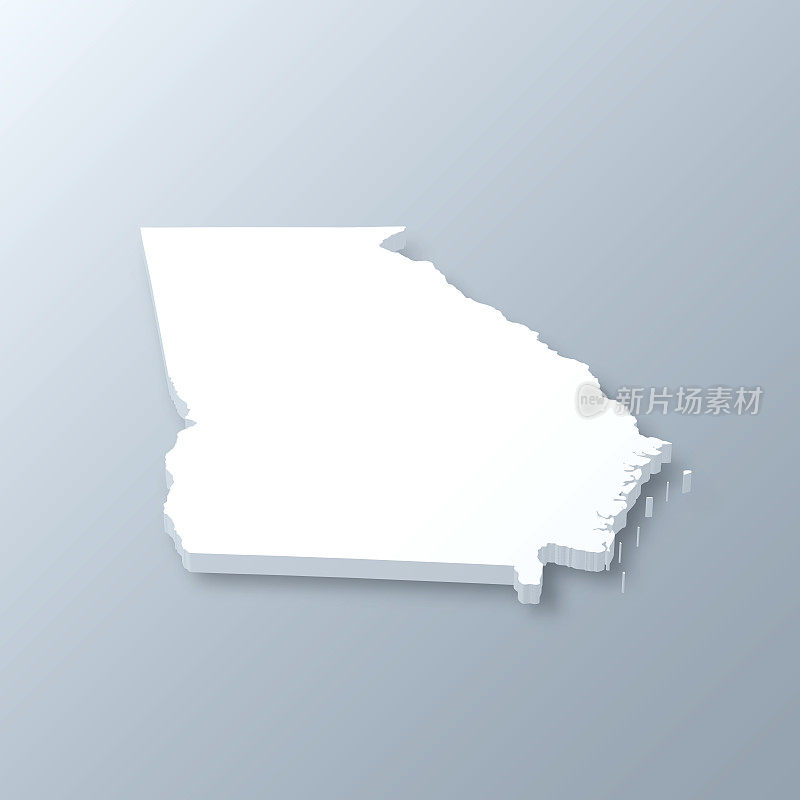 乔治亚(美国)3D地图上的灰色背景
