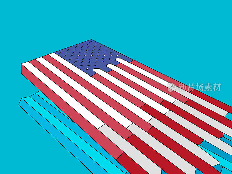 美国国旗的设计具有翘曲和油漆效果