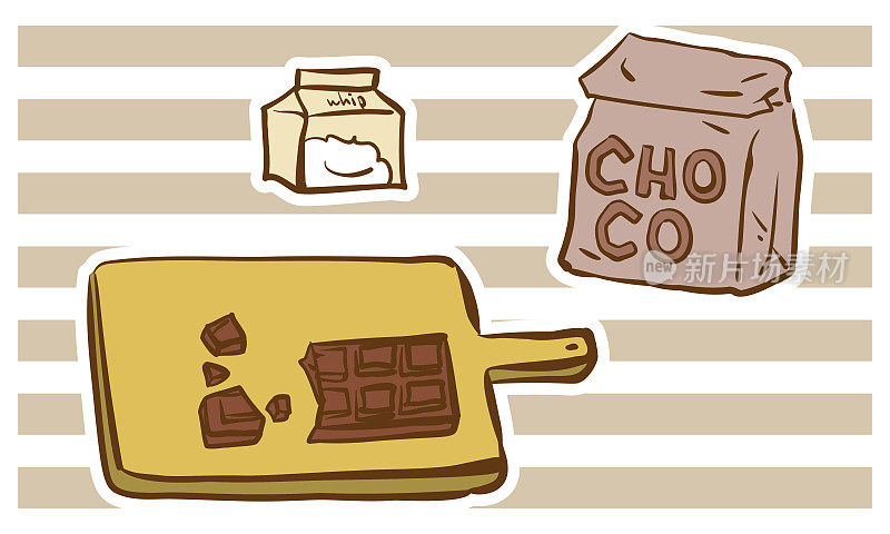 情人节手工巧克力材料系列，巧克力和巧克力和奶油切板