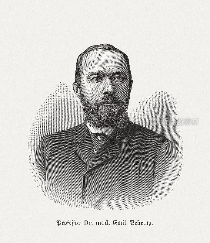 埃米尔・冯・贝林(1854-1917)，德国生理学家，木刻，1895年出版