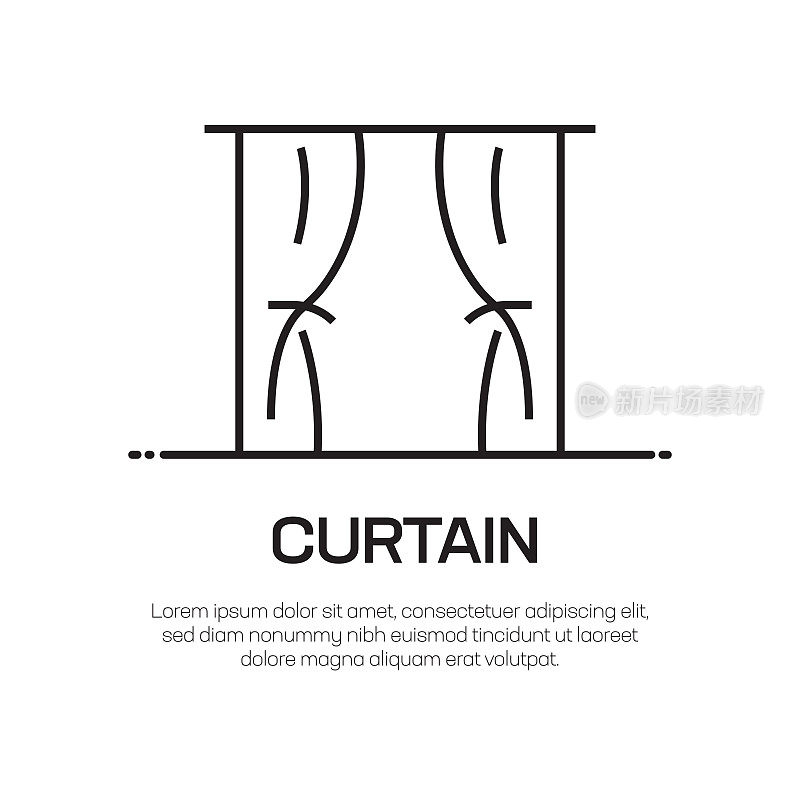 窗帘矢量线图标-简单的细线图标，优质的设计元素