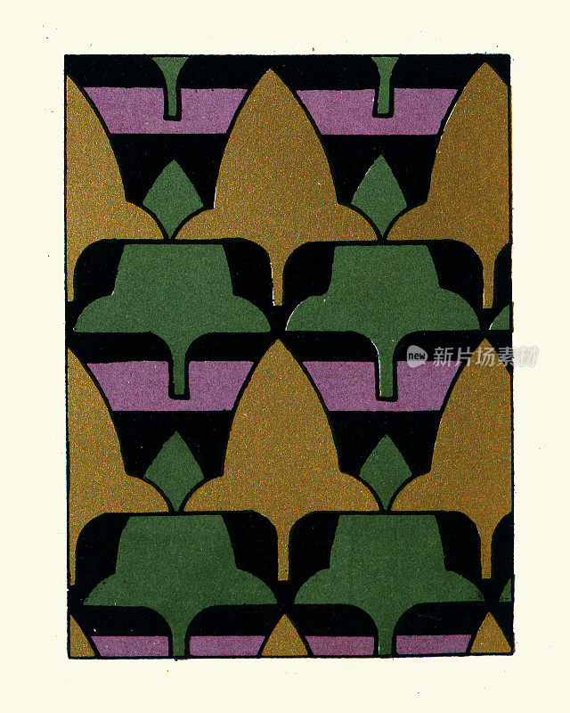 抽象花卉图案和设计,装饰艺术,维多利亚19世纪70年代