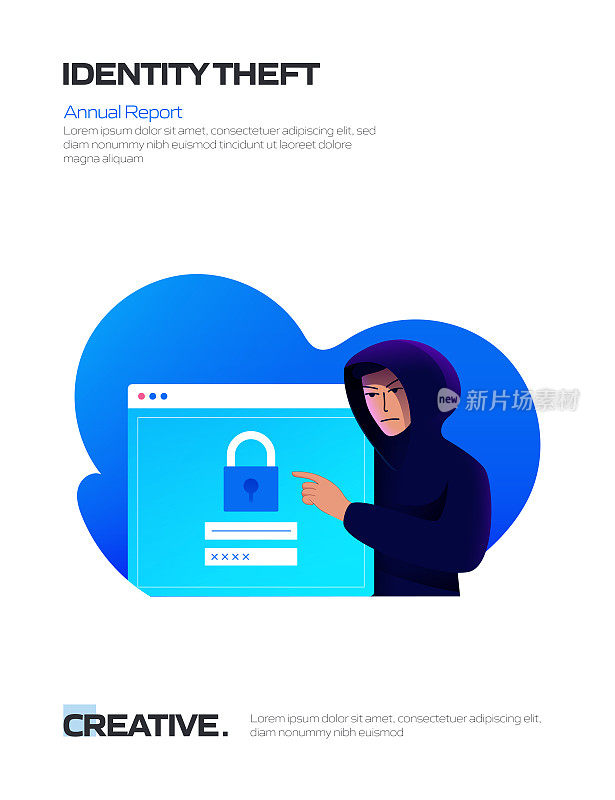 身份盗窃相关卡通风格平面设计矢量插图