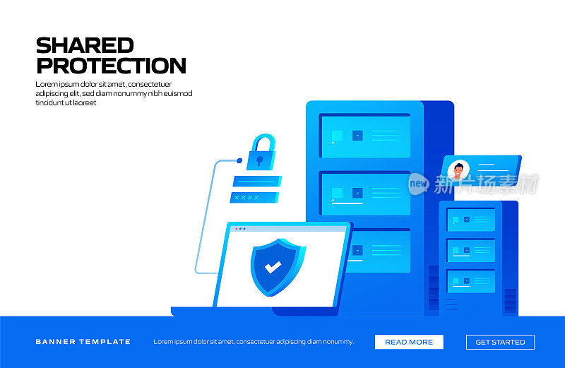 共享保护概念矢量插图网站横幅，广告和营销材料，在线广告，业务演示等。