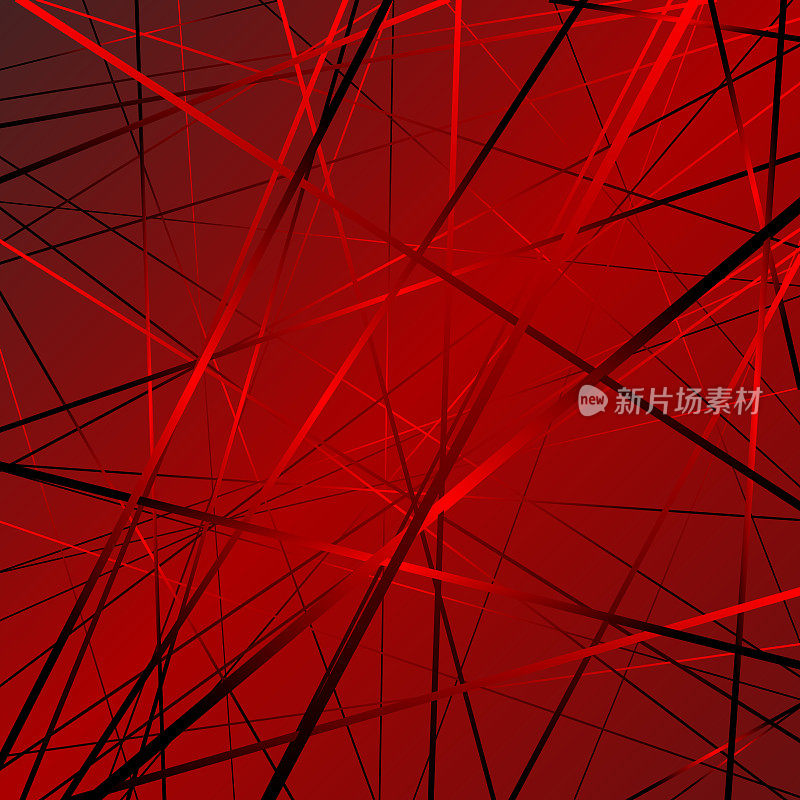 深红色的抽象三维线条在空间中交叉