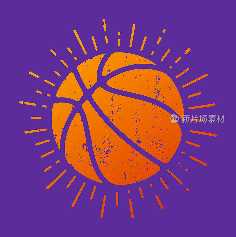 篮球爆炸线设计元素符号与Grunge纹理