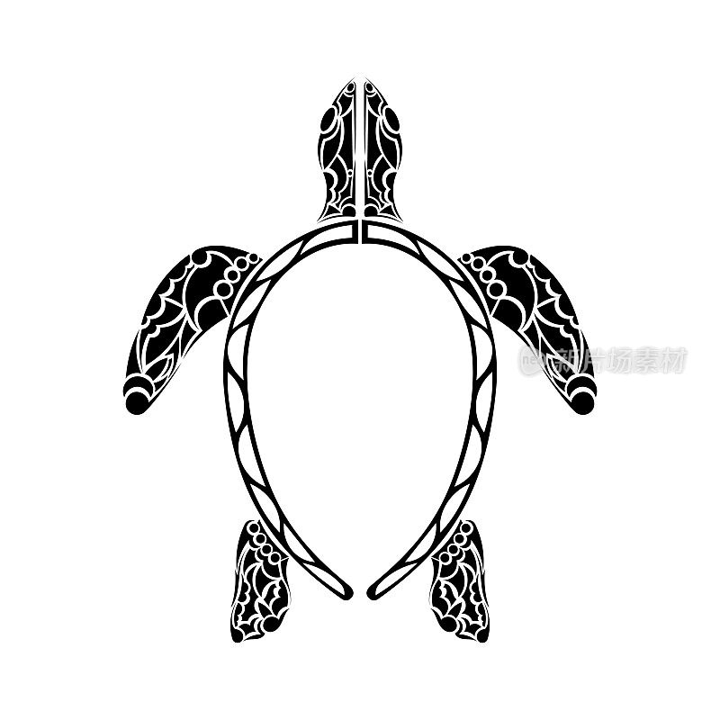 波利尼西亚风格的海龟纹身。黑白海龟纹身。毛利部落的模式。孤立。矢量插图。