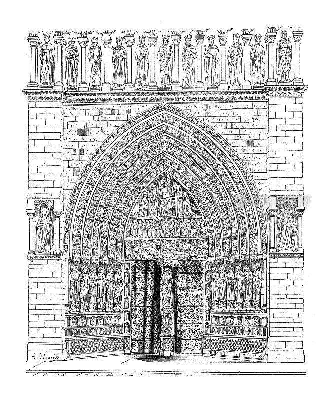 古玩插画:巴黎圣母院入口