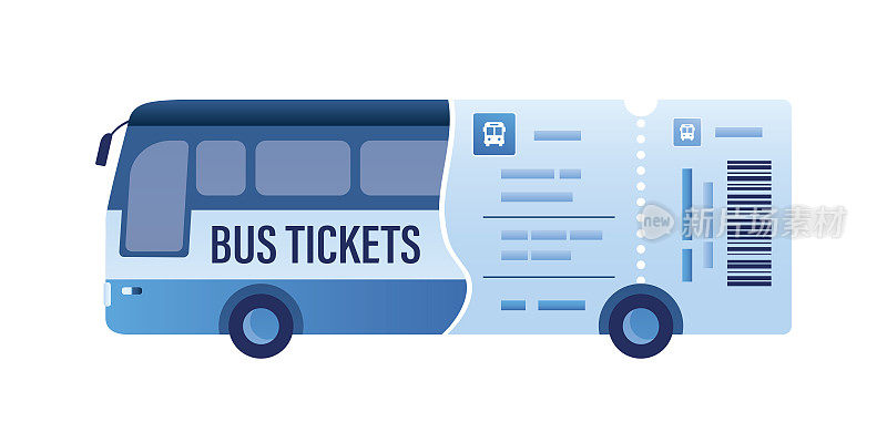 乘公共汽车旅行的车票。通行证和运输隔离在白色背景。车票是纸票。城市交通概念，公共交通。