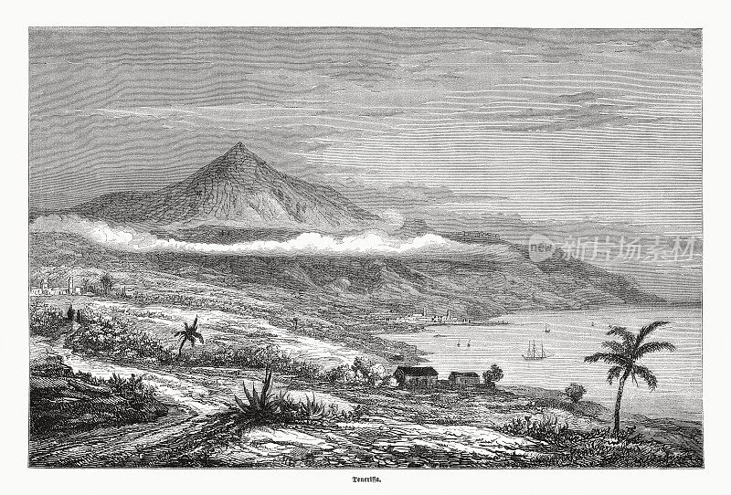 特内里费，加那利岛(西班牙)，木版画，出版于1870年