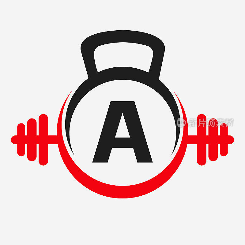 字母A健身标志设计。运动健身房标志图标设计矢量模板