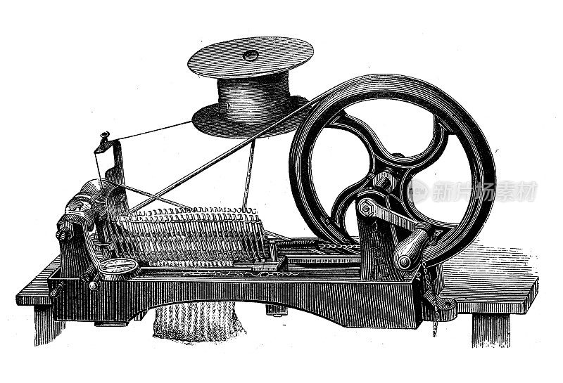 古董插画、应用机械、纺织工业:克氏机