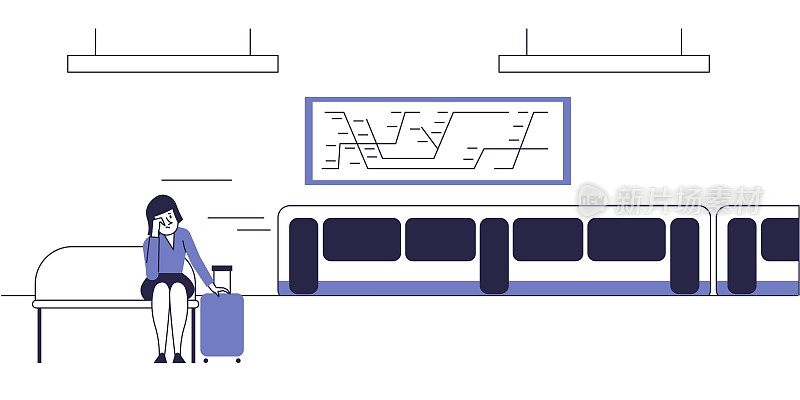 沮丧的女人错过了地铁。