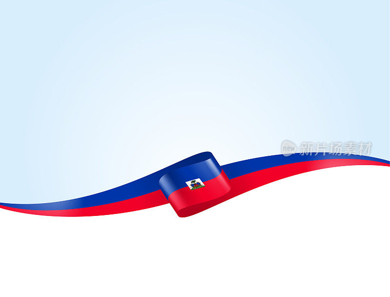海地国旗丝带。海地国旗背景上的长条旗。模板。复制空间。矢量股票插图