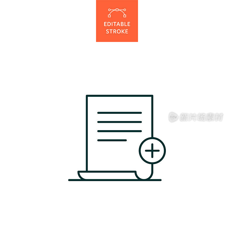 添加可编辑笔画的文档行图标。Icon适用于网页设计、移动应用、UI、UX和GUI设计。