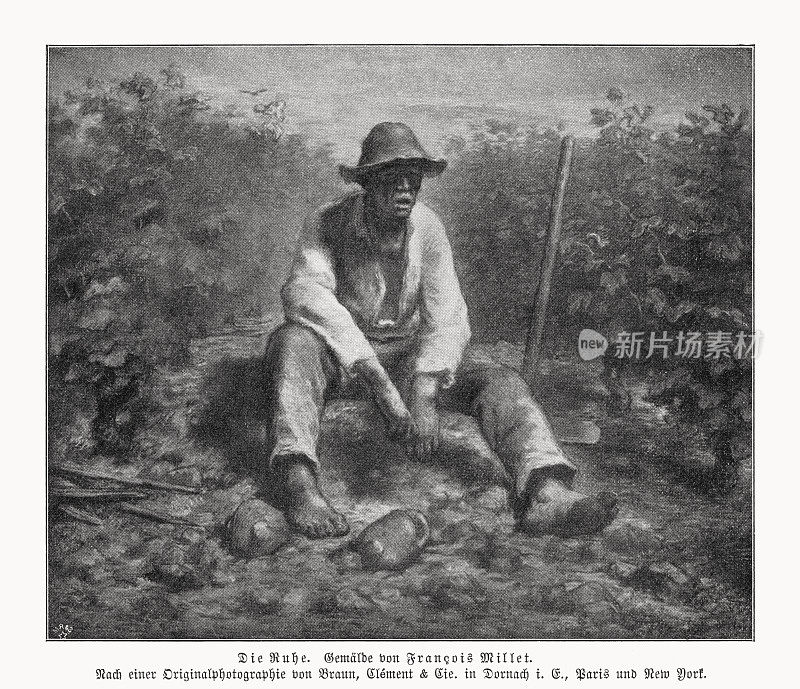 米勒画的《酿酒师》，半色调印刷，1899年出版